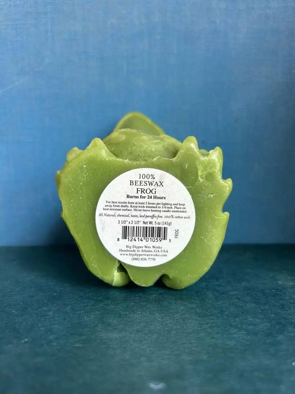 Big Dipper Wax Works 100% Beeswax Frog Candle